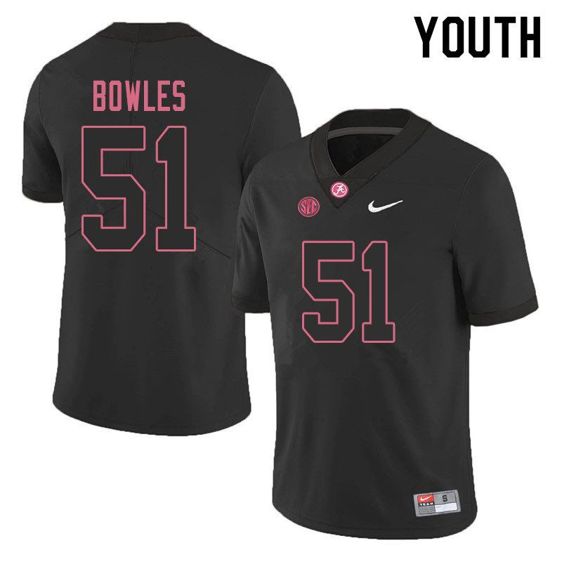 Youth #51 Tanner Bowles Alabama Crimson Tide College Football Jerseys Sale-Blackout